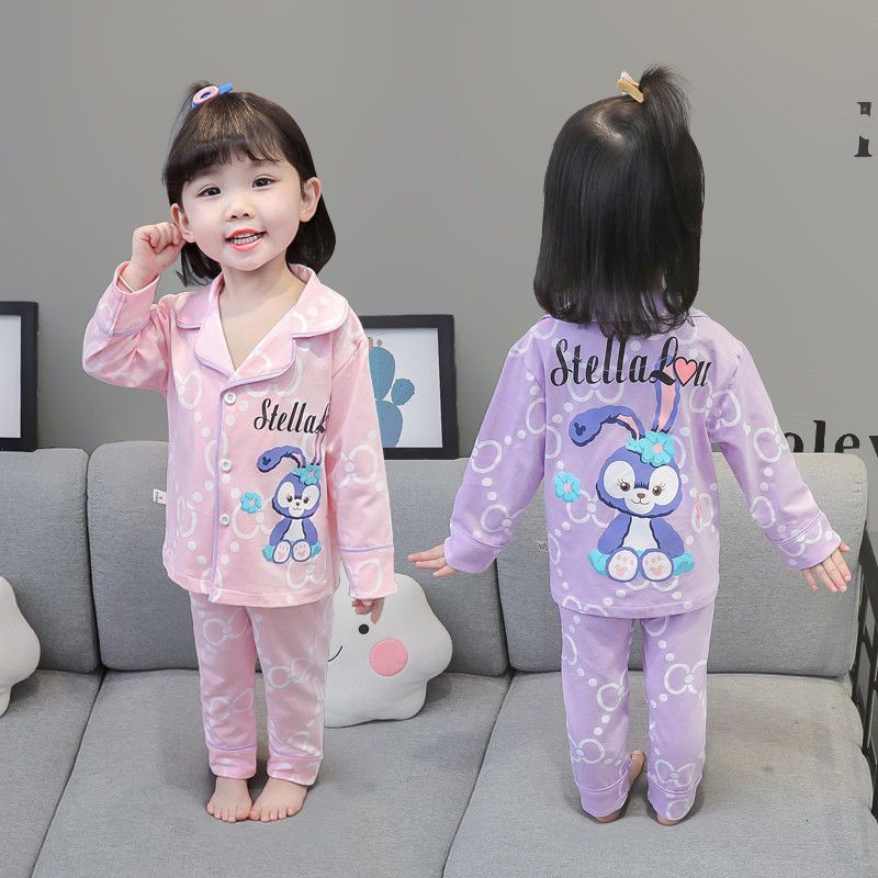 Children's Pajamas Long-Sleeved Cotton Spring and Autumn Girls' Cotton Spring Children Girls' Baby Child Homewear