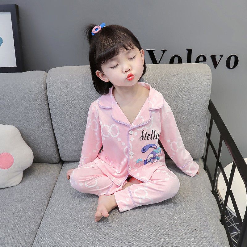 Children's Pajamas Long-Sleeved Cotton Spring and Autumn Girls' Cotton Spring Children Girls' Baby Child Homewear