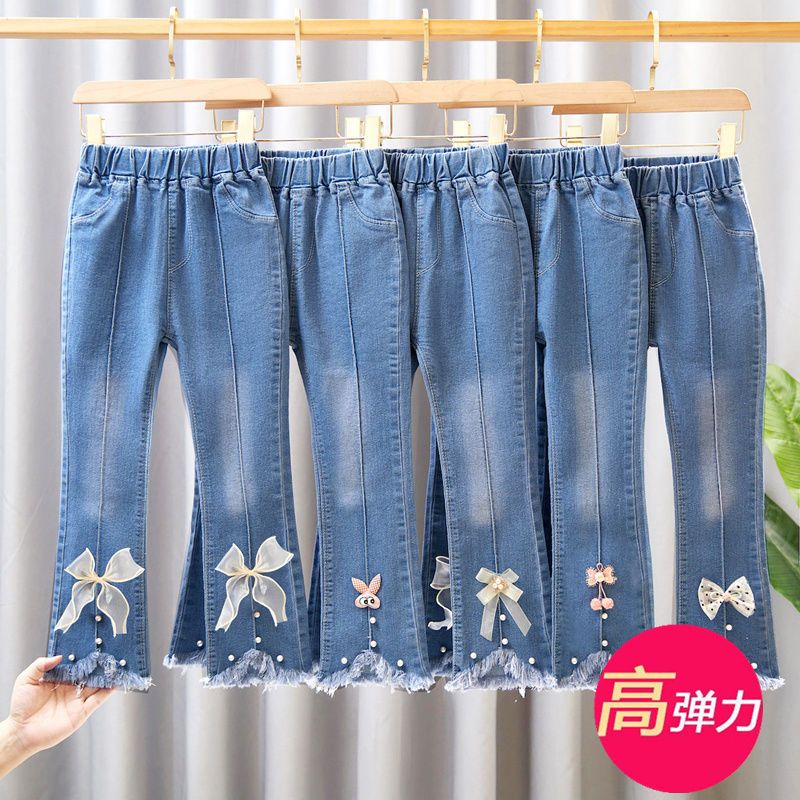 Children's Clothing Spring and Summer New Western Style Girls' Jeans Children's Loose Casual Girls' Fred Straight Pants