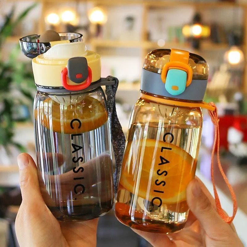 korean style couple transparent lanyard cup portable drop-resistant portable cup student plastic space cup male water cup female office worker