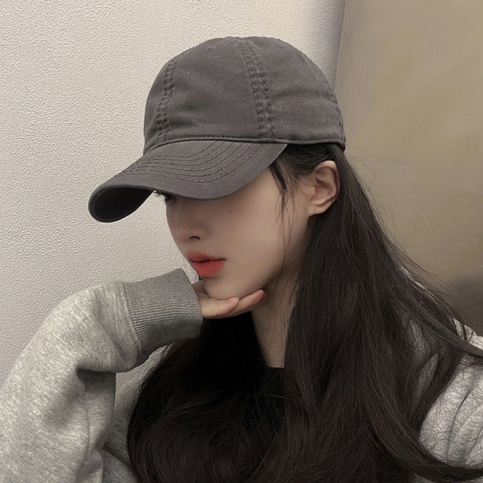 Korean Style Gray Hat Women's Autumn and Winter Korean Style Spring and Autumn Baseball Cap Small Black Soft Top Slimming Peaked Cap Niche