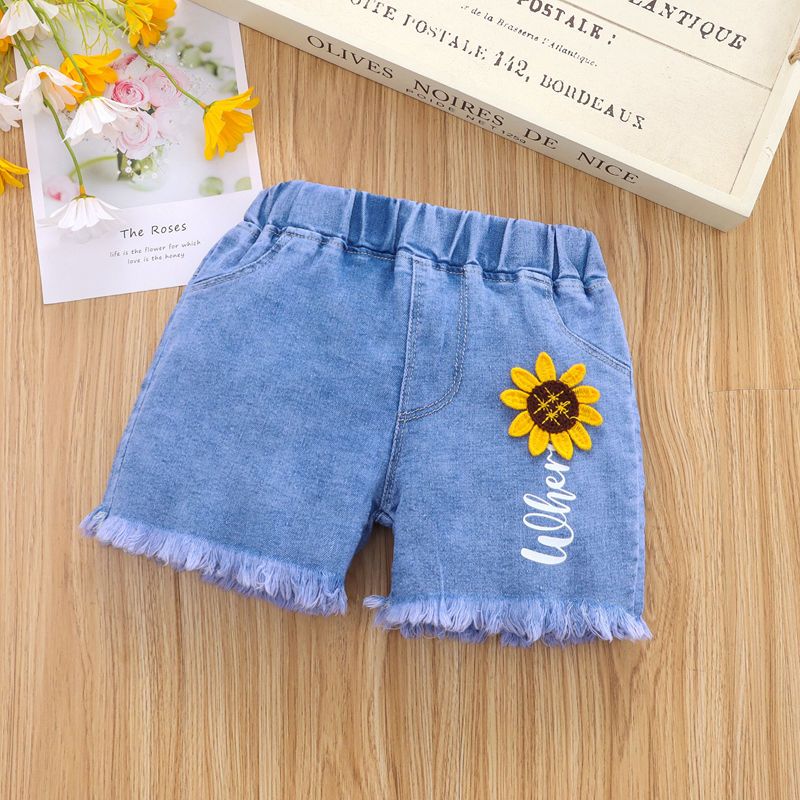 Children's Shorts 2024 Summer Baby Girl Summer Dress Fashionable Korean Style Loose Jeans Children's Summer All-Matching Hot Pants