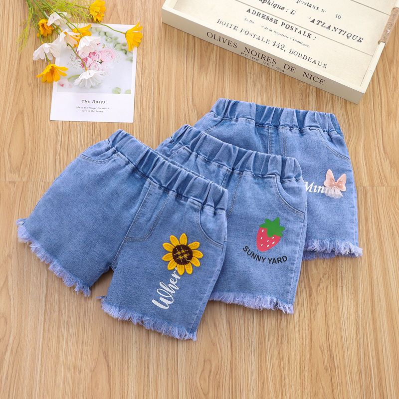 Children's Shorts 2024 Summer Baby Girl Summer Dress Fashionable Korean Style Loose Jeans Children's Summer All-Matching Hot Pants