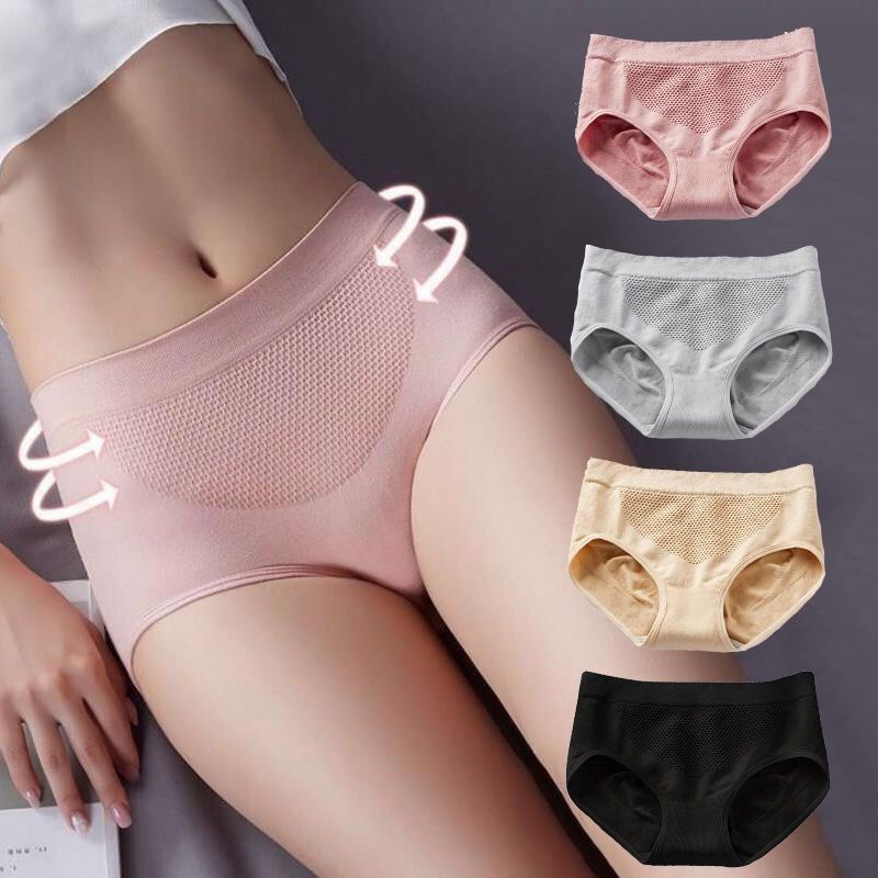 2/6-pack mid-waist underwear women‘s uterus warming and belly contracting sexy and breathable hip lifting cotton crotch traceless plus size briefs