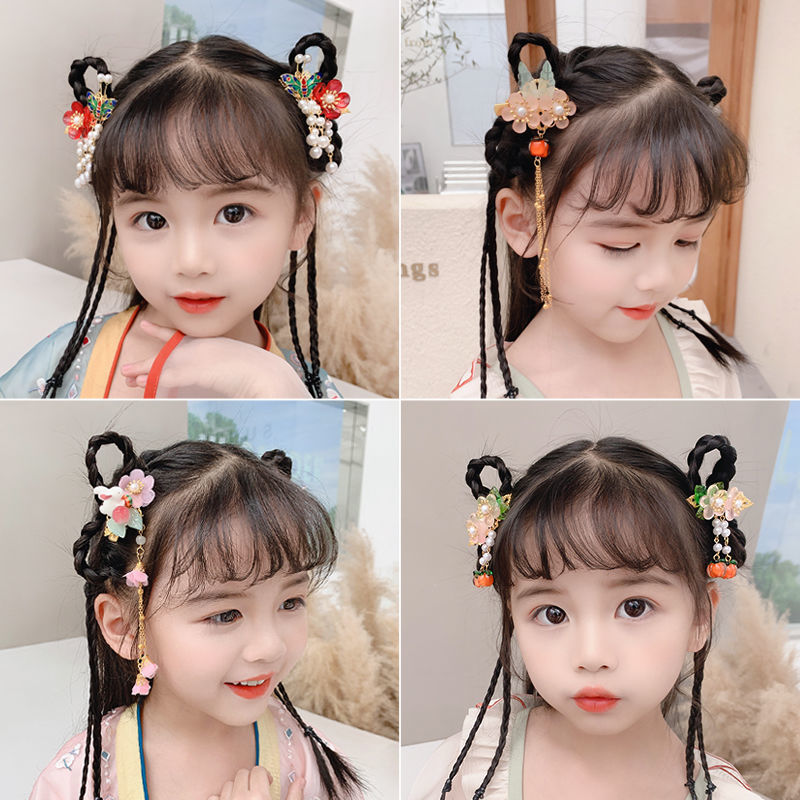 Hanfu Children Headwear Antique Hair Accessories Girls' Chinese Style Ancient Costume Barrettes Little Girl Buyao Tassel Princess Headdress Flower