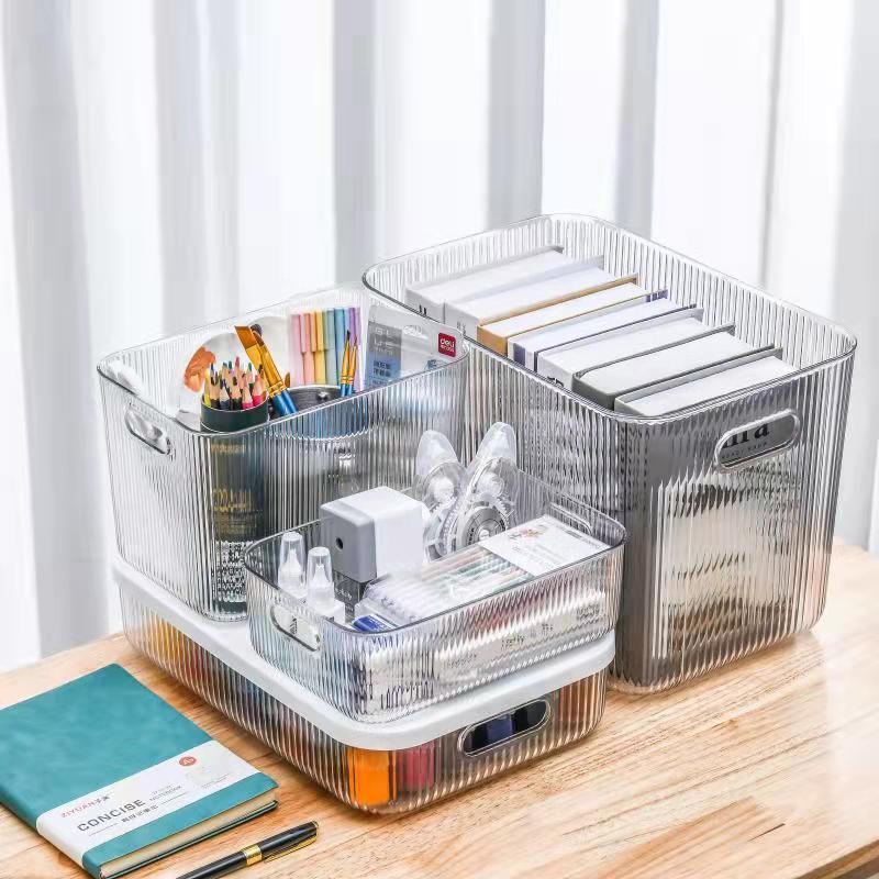 Pet Transparent Desktop Storage Box Multi-Functional Sundries Cosmetics Box with Lid Underwear Storage Box Snack Box
