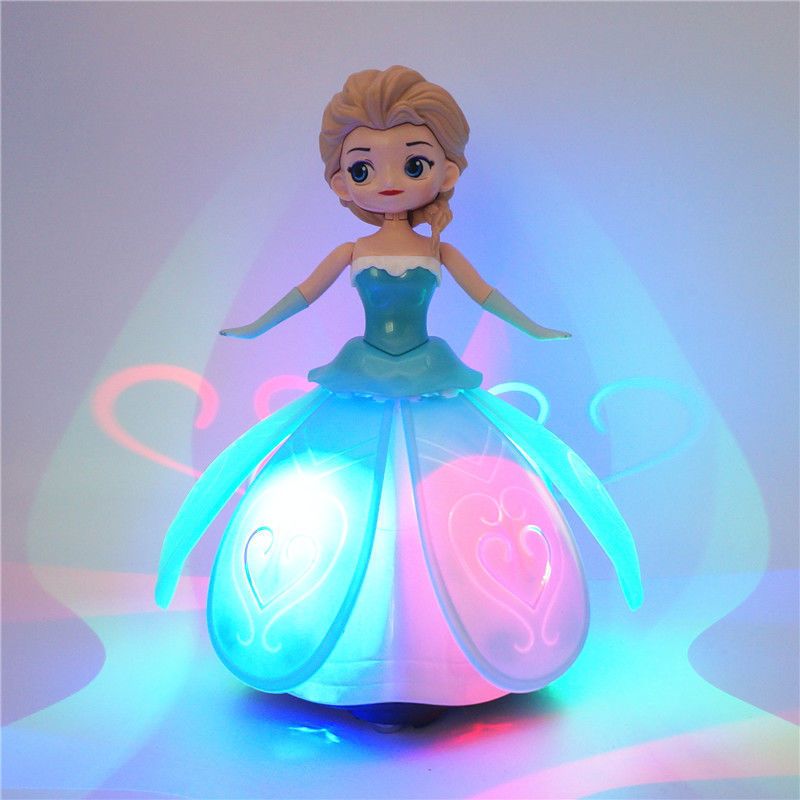 children‘s princess elsa electric snow white internet celebrity dancing robot rotating light sophie ice and snow girl toy