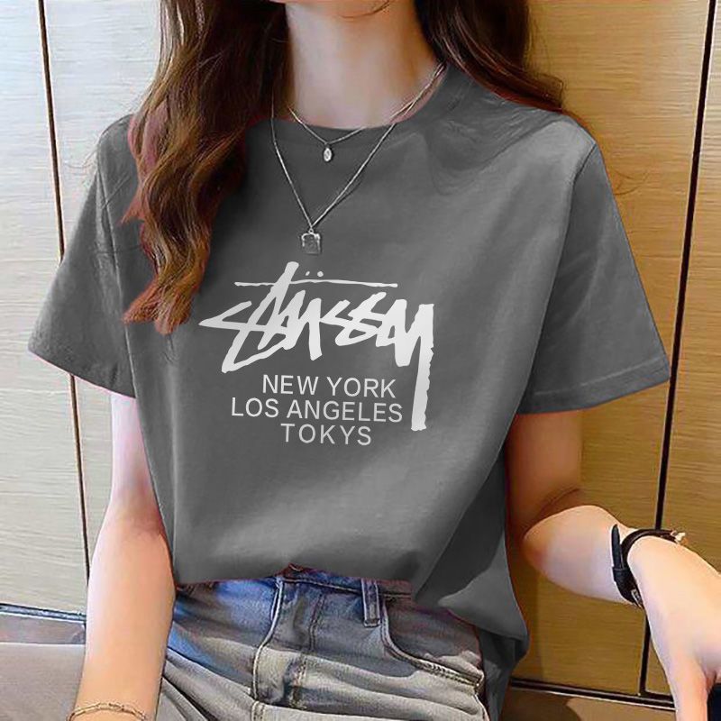 [new half sleeve] cotton short-sleeved t-shirt women‘s cotton loose korean style summer wear 2024 top fashion ins