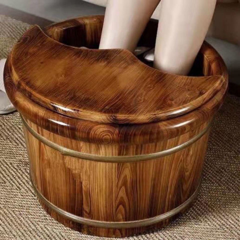 carbonized calf foot bath barrel foot bath wooden bucket wooden feet-washing basin heating wooden barrel foot bath household wooden barrel old-fashioned