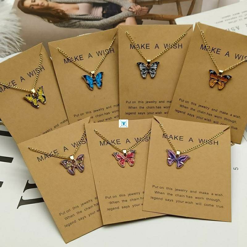 youth beautiful cute butterfly pendant necklace 2022 new ins special-interest design student graceful personality clavicle chain