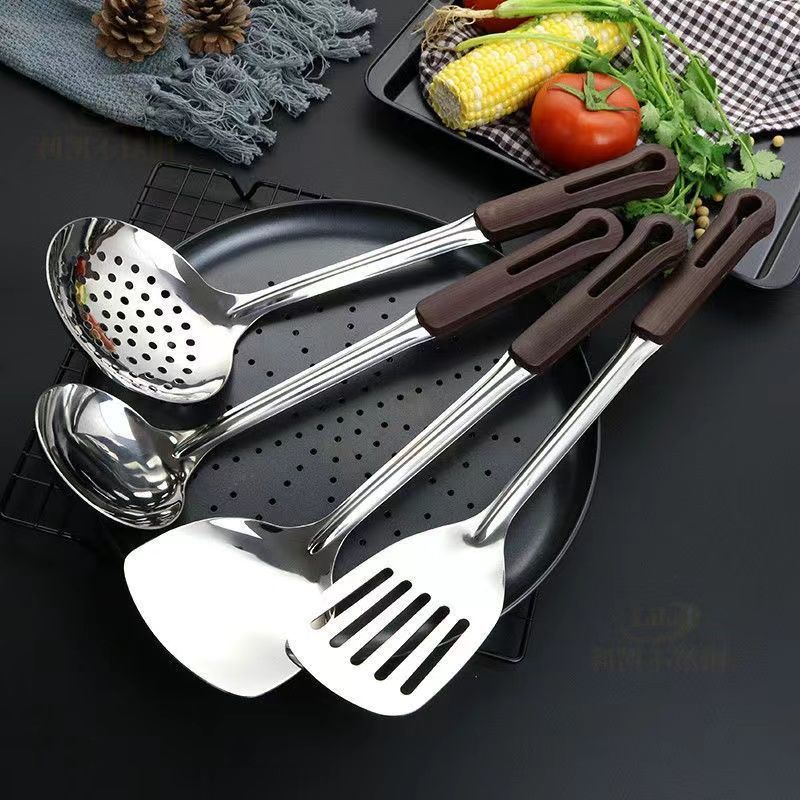 304 thick stainless steel anti-scald spatula soup spoon household spatula spatula pan spoon colander kitchenware suit