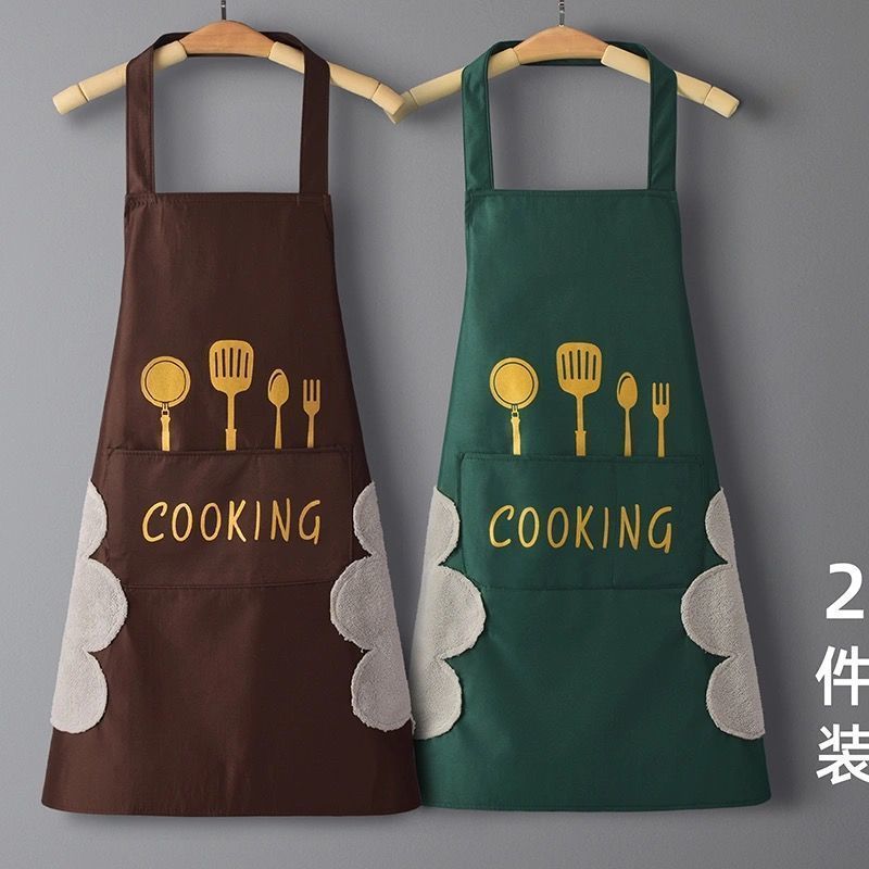 Household Kitchen Apron Apron Cloth Two-Piece Set Dustproof Baking Cooking Protective Clothing Korean Style Kitchen Restaurant Waterproof Thick