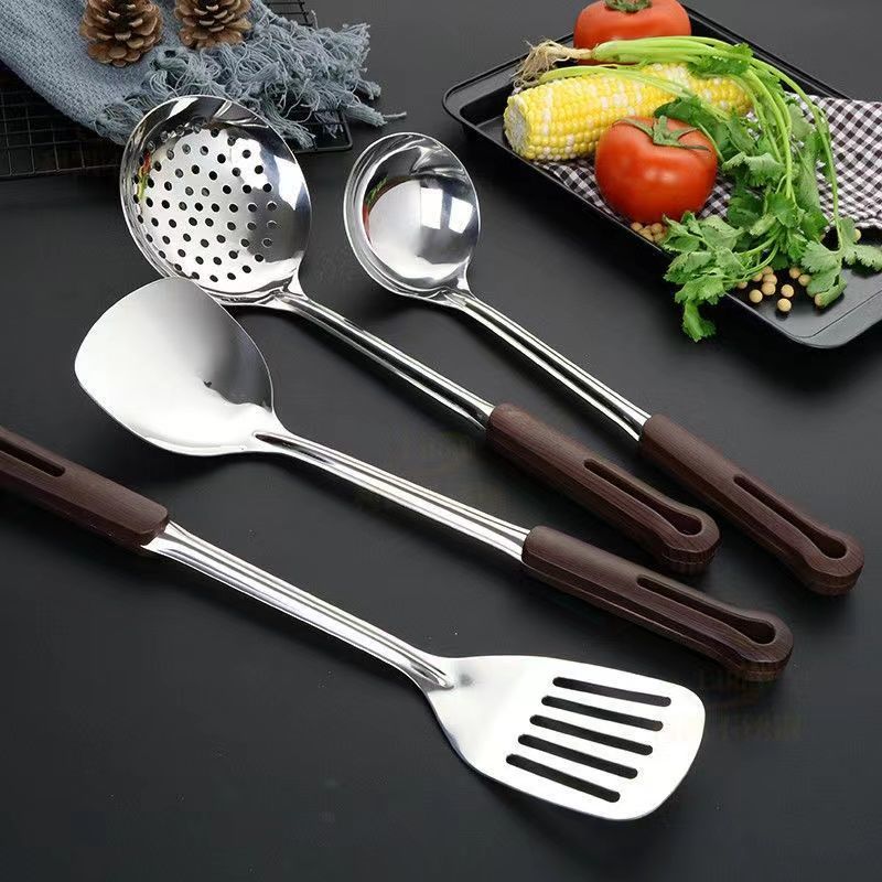 304 thick stainless steel anti-scald spatula soup spoon household spatula spatula pan spoon colander kitchenware suit