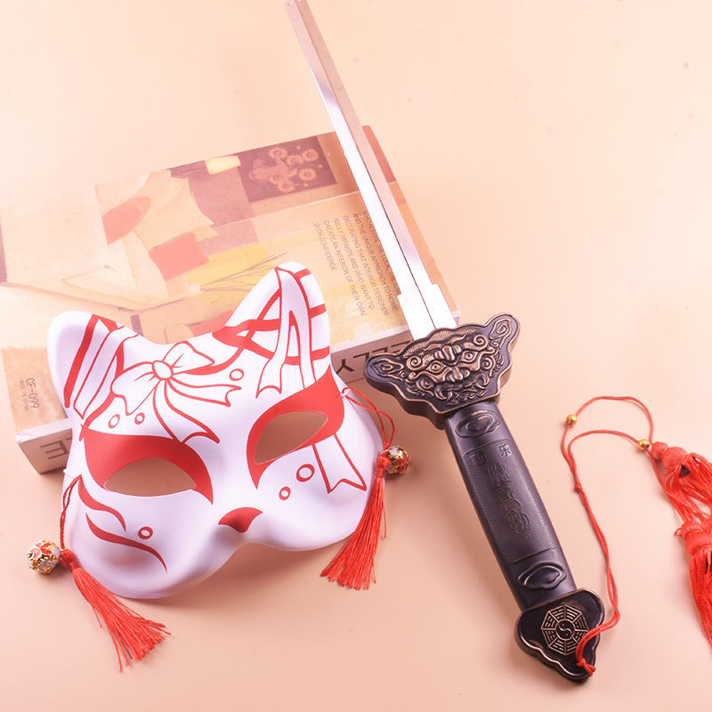 Painted Fox Mask Ancient Style Han Chinese Clothing Photo Props Sword Masquerade Cos Anime Cat Face Fox Demon Mask