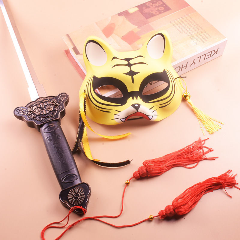 Painted Fox Mask Ancient Style Han Chinese Clothing Photo Props Sword Masquerade Cos Anime Cat Face Fox Demon Mask