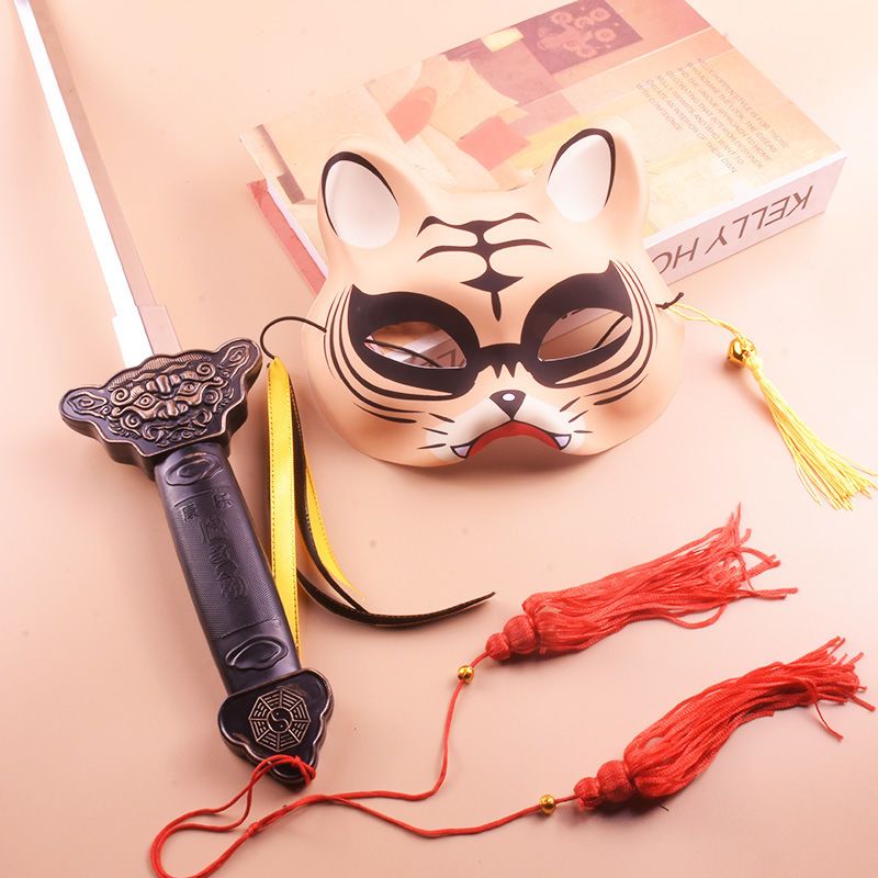 Painted Fox Mask Ancient Style Han Chinese Clothing Photo Props Sword Masquerade Cos Anime Cat Face Fox Demon Mask