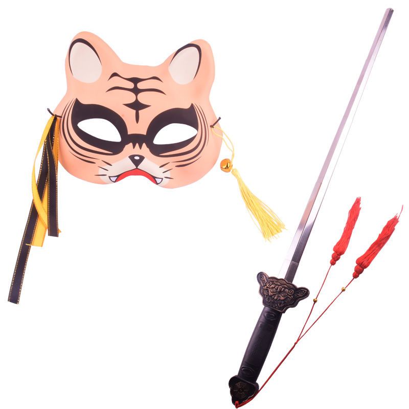 Painted Fox Mask Ancient Style Han Chinese Clothing Photo Props Sword Masquerade Cos Anime Cat Face Fox Demon Mask