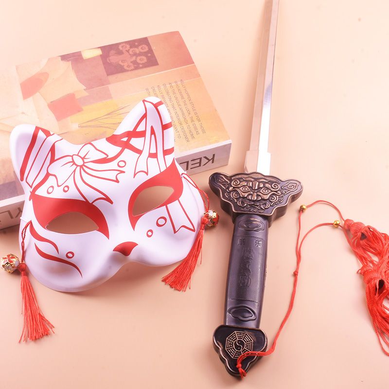 Painted Fox Mask Ancient Style Han Chinese Clothing Photo Props Sword Masquerade Cos Anime Cat Face Fox Demon Mask