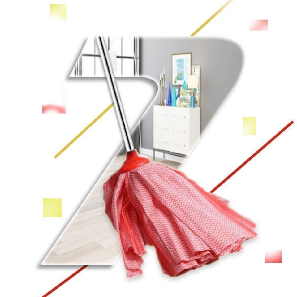 plus-Sized Non-Woven Color Water Cloth Mop Household Mop Head Wet and Dry Thickened Stainless Steel