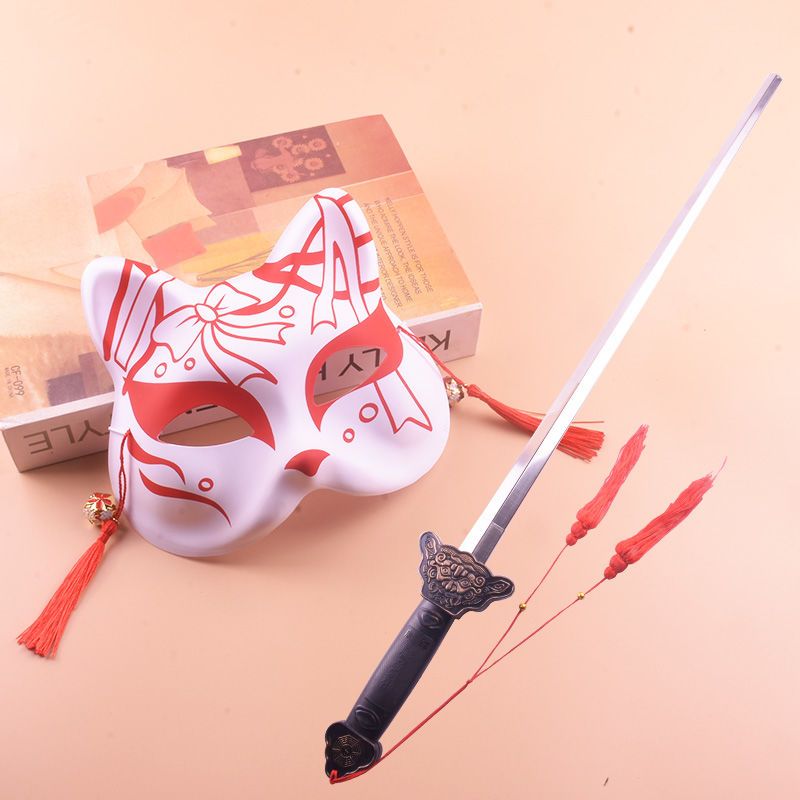 Painted Fox Mask Ancient Style Han Chinese Clothing Photo Props Sword Masquerade Cos Anime Cat Face Fox Demon Mask