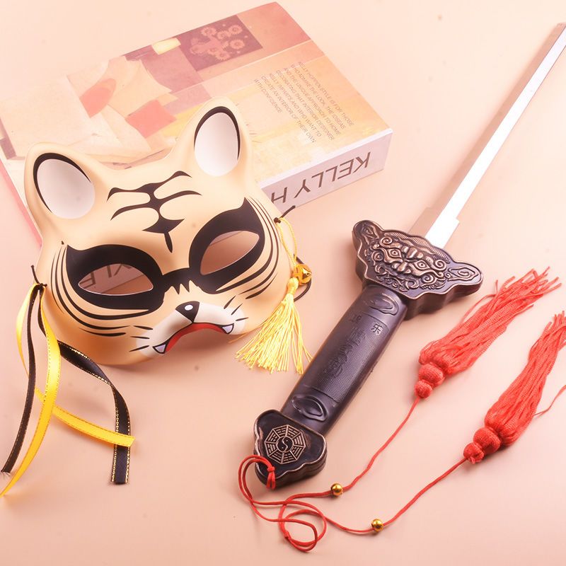 Painted Fox Mask Ancient Style Han Chinese Clothing Photo Props Sword Masquerade Cos Anime Cat Face Fox Demon Mask