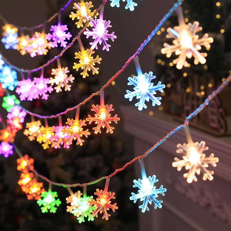 Led New Year Colored Lantern Flashing String Starry Snowflake Light Christmas Decoration Light Spring Festival Room Dress up Small Pendant Lamp