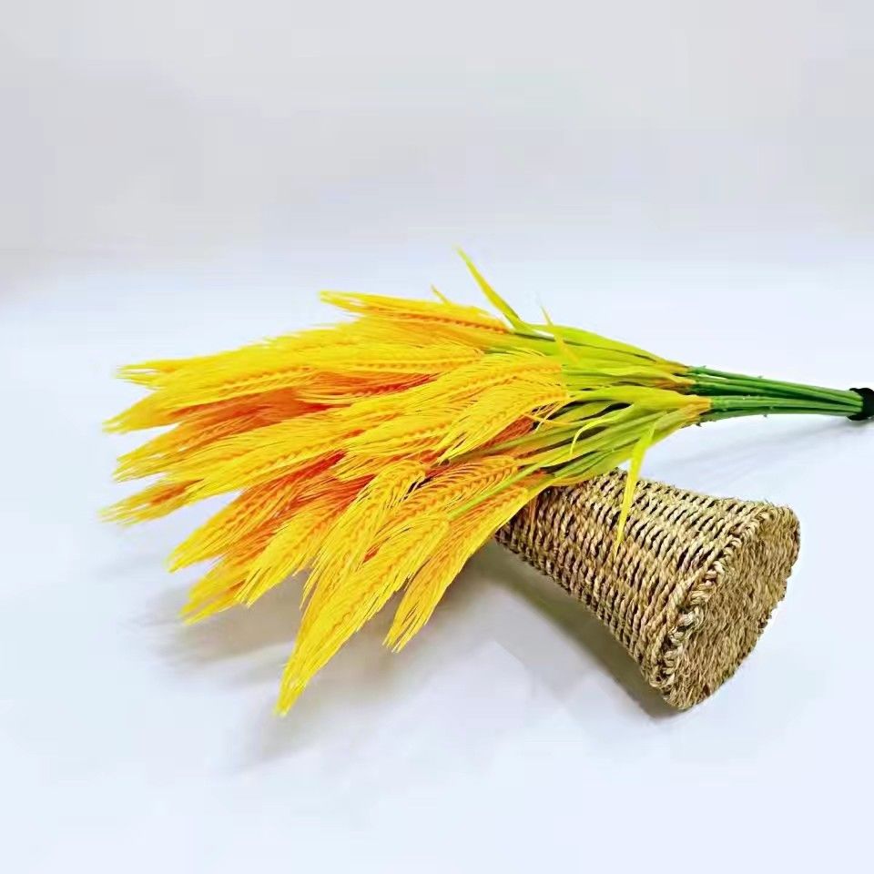 Factory Direct Sales Jiannong Performance Props Simulation Rice Gold Wheat Plastic Flowers Fake Flower Dance Props Ornamental Flower