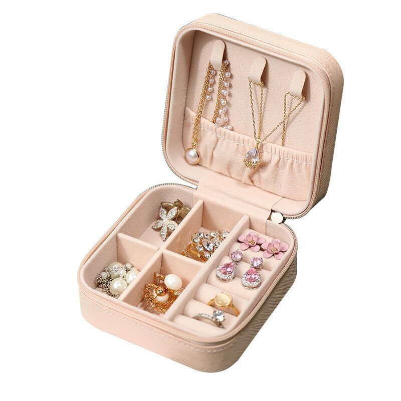 Korean Jewelry Storage Box Travel Portable Jewelry Box Small Ring Earrings Jewelry Box Packaging in Stock Wholesale