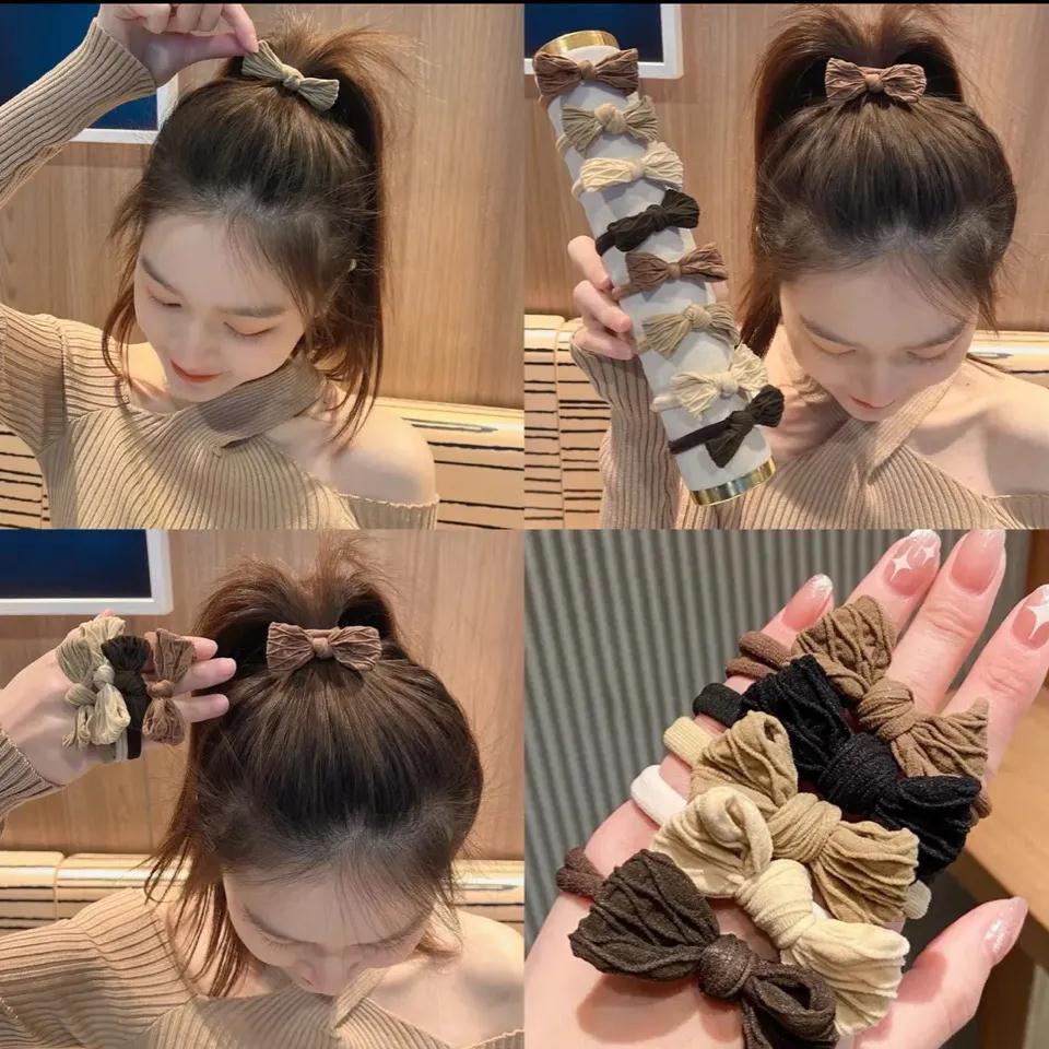 Korean Minimalist Bowknot Rubber Band Hair Band Height Horsetail Headwear Hairtie 2021 New Internet-Famous Hair Band Women