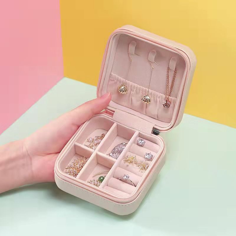 Korean Jewelry Storage Box Travel Portable Jewelry Box Small Ring Earrings Jewelry Box Packaging in Stock Wholesale