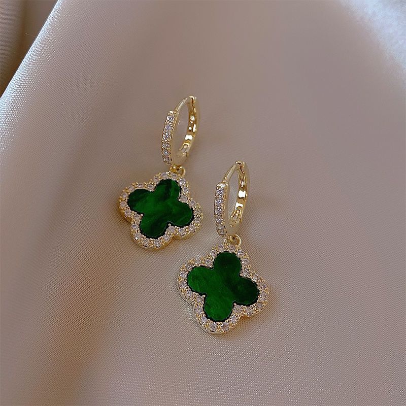 classic style clover earrings 2022 new trendy exquisite small diamond ear ring internet celebrity high-grade earrings for women