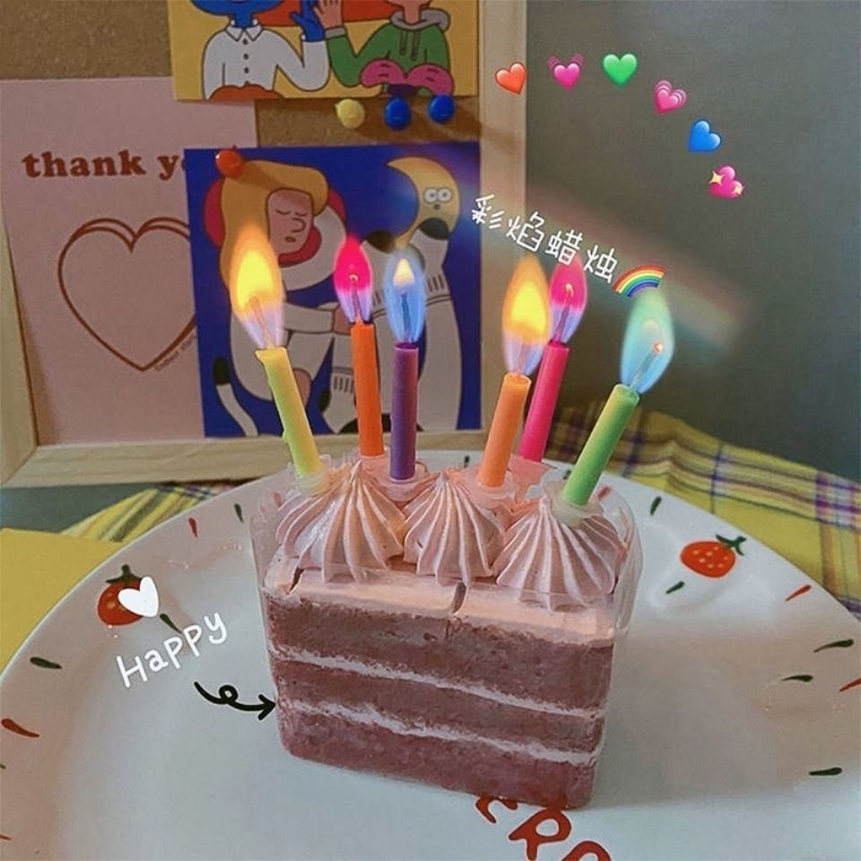 rainbow fme birthday candle korean ins birthday cake candle colorful color changing accessories props decoration