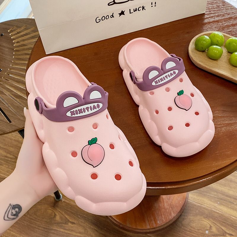 Korean Style Student Cute Cartoon Poop Hole Shoes Men's and Women's Summer Outerwear Thick Bottom Toe Cap Sandals Beach