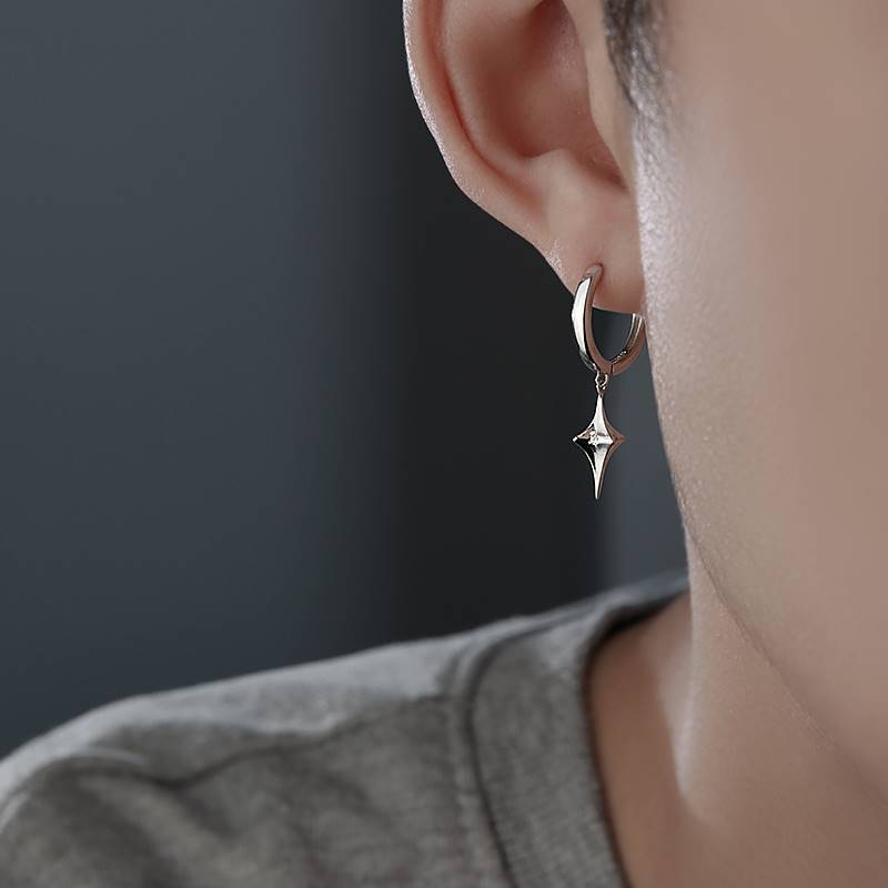 925 silver 2024 earrings men‘s niche trendy unique ear clip pu shuai ins style earrings simple stud earrings men‘s single