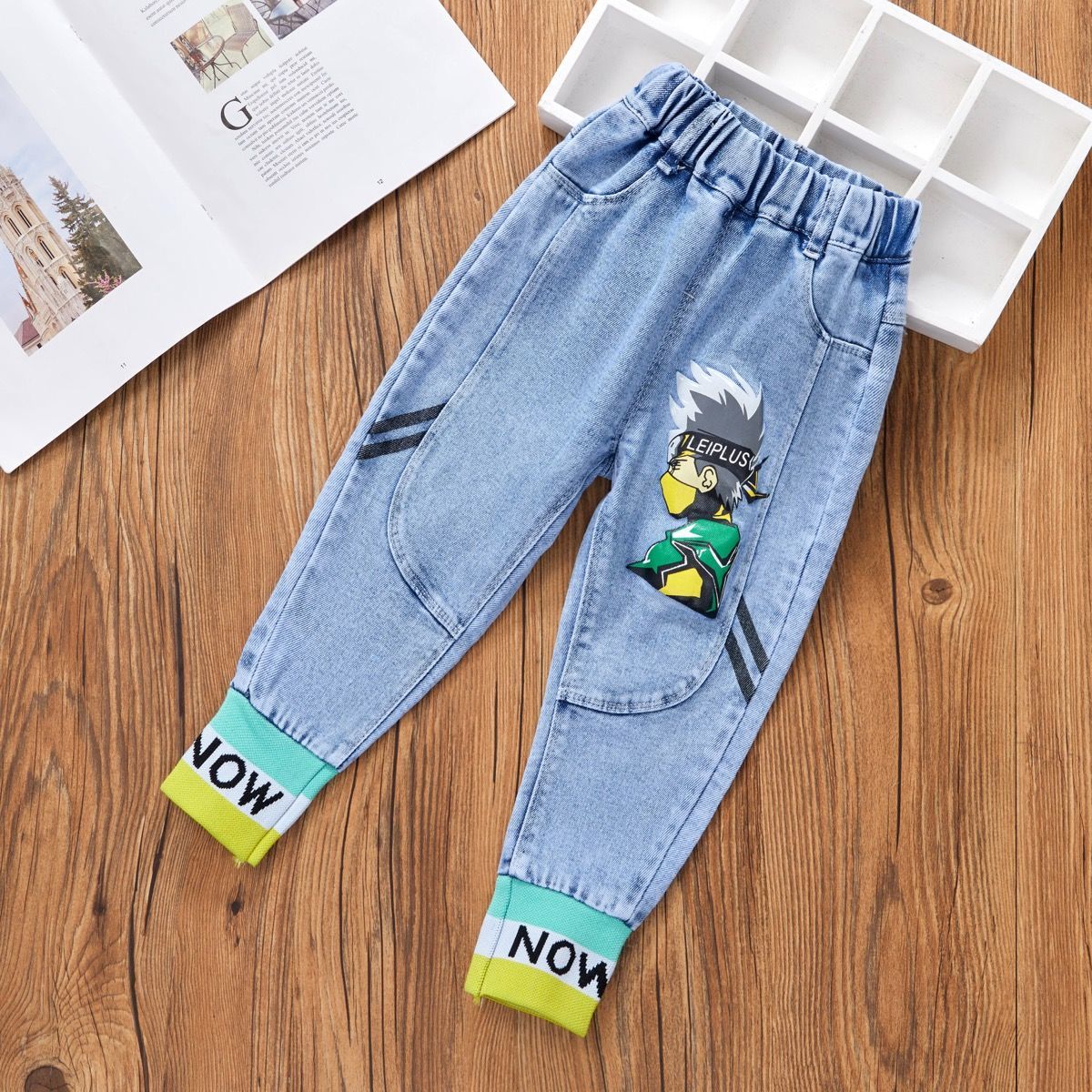 Baby Spring and Autumn Korean Style Jeans Boys Children and Teens Trousers 5-6-7-8 Years Old Stretch Pants Autumn Trousers