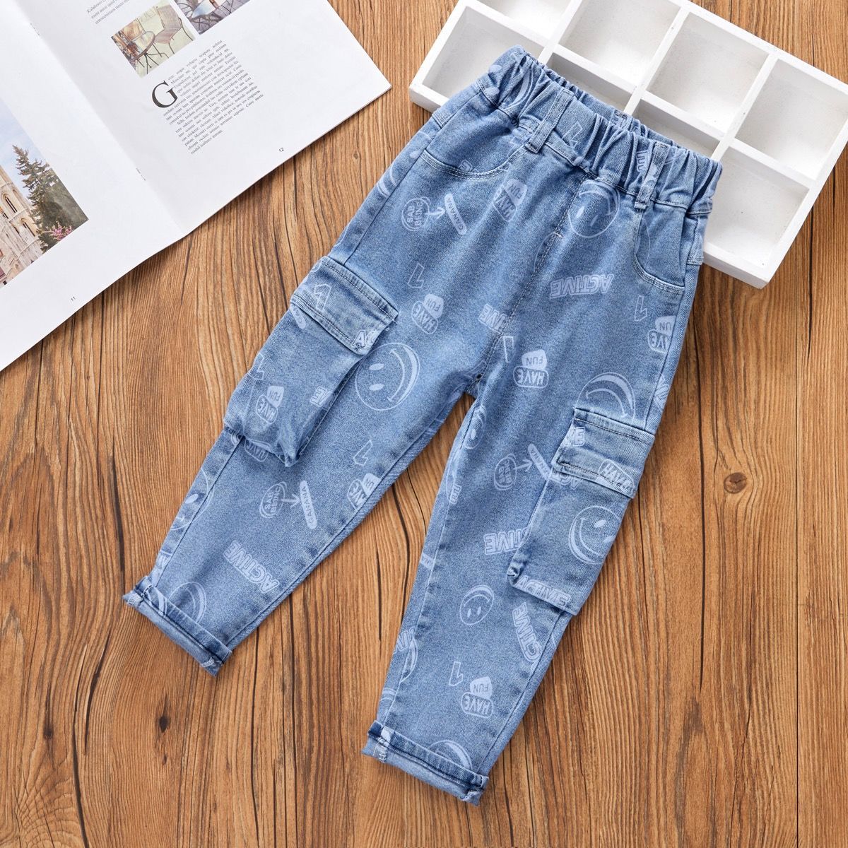 Baby Spring and Autumn Korean Style Jeans Boys Children and Teens Trousers 5-6-7-8 Years Old Stretch Pants Autumn Trousers