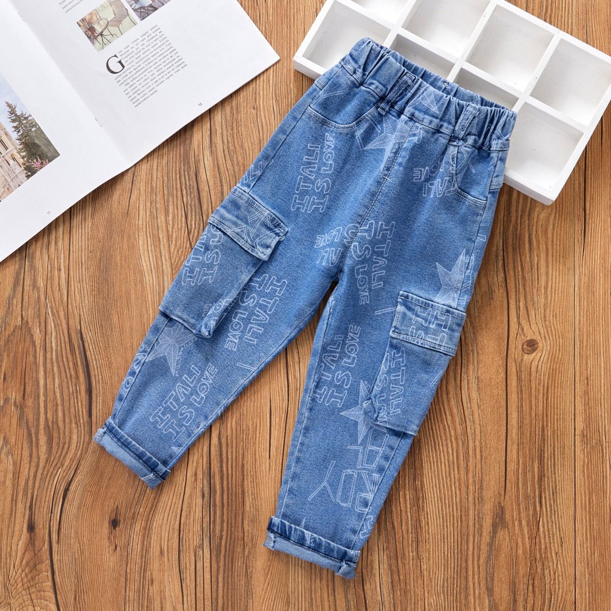 Baby Spring and Autumn Korean Style Jeans Boys Children and Teens Trousers 5-6-7-8 Years Old Stretch Pants Autumn Trousers