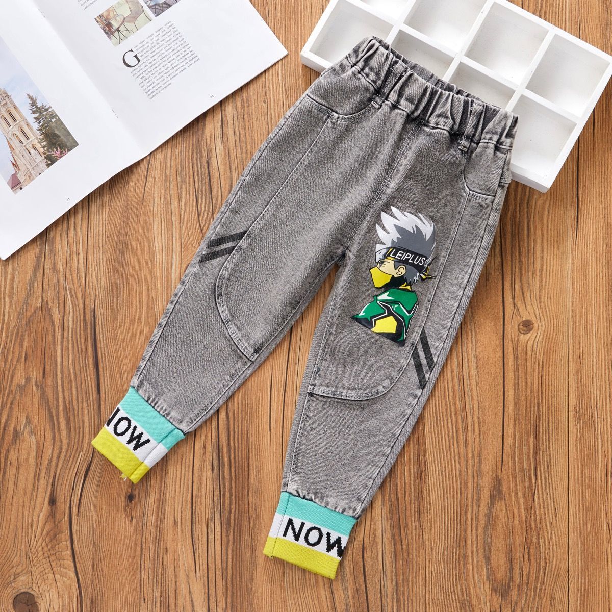 Baby Spring and Autumn Korean Style Jeans Boys Children and Teens Trousers 5-6-7-8 Years Old Stretch Pants Autumn Trousers