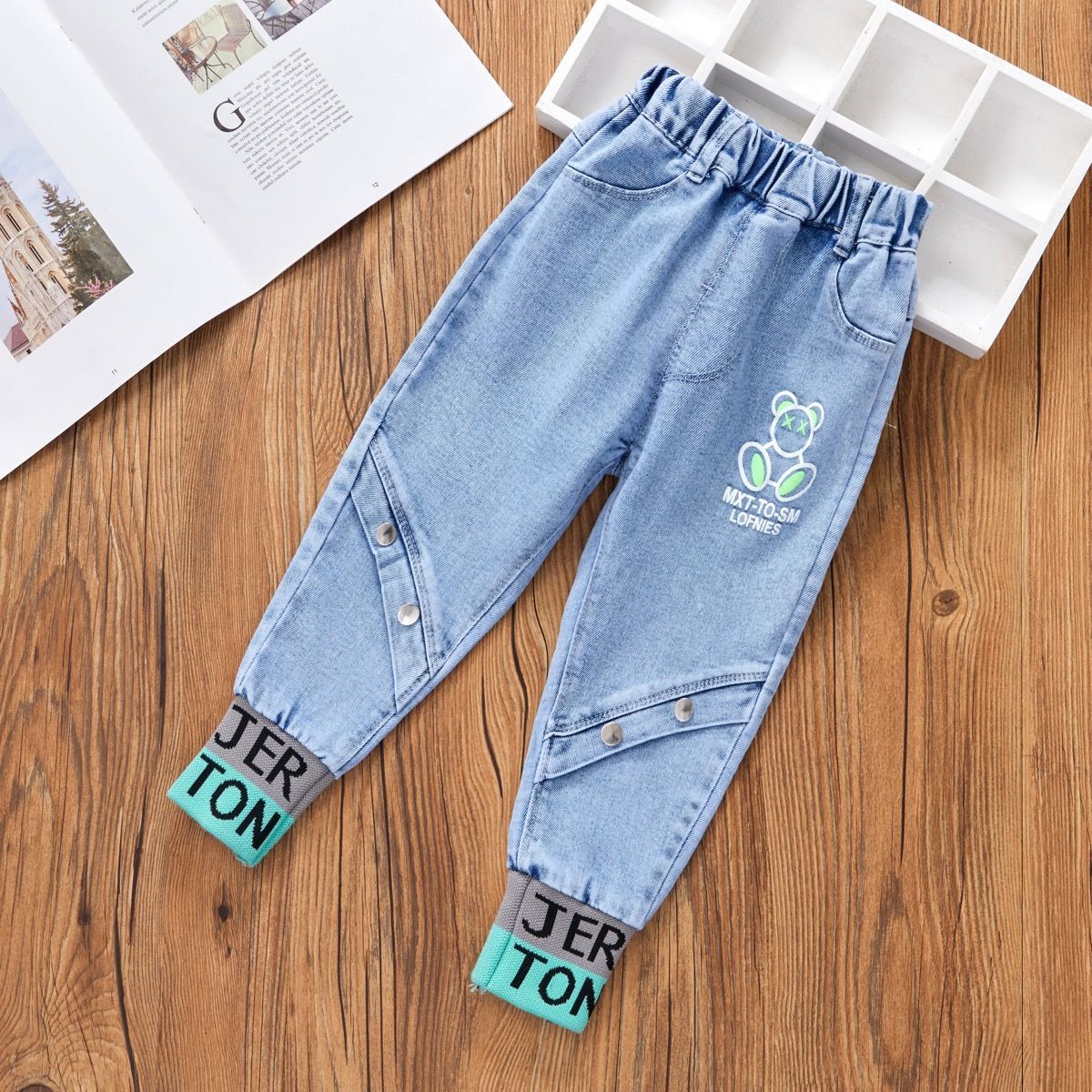 Baby Spring and Autumn Korean Style Jeans Boys Children and Teens Trousers 5-6-7-8 Years Old Stretch Pants Autumn Trousers