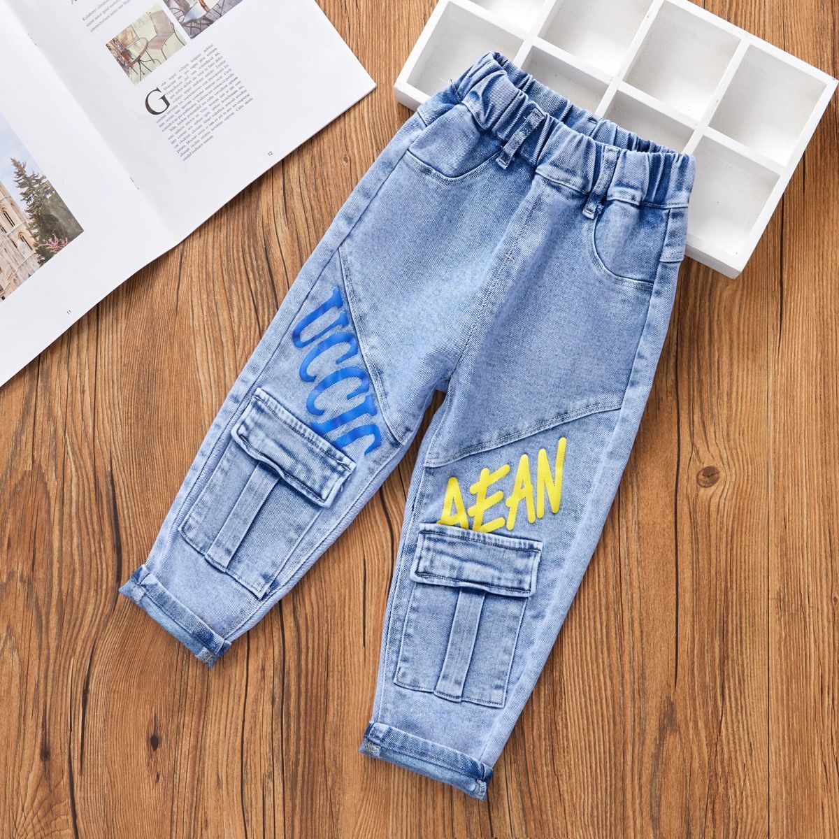 Baby Spring and Autumn Korean Style Jeans Boys Children and Teens Trousers 5-6-7-8 Years Old Stretch Pants Autumn Trousers