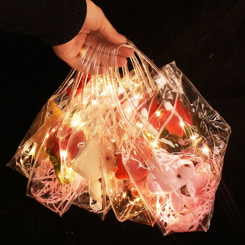 520 Gift Luminous Portable Bear Rose Bouquet for Girlfriend Girlfriend Valentine's Day Gift Supplies for Stall and Night Market