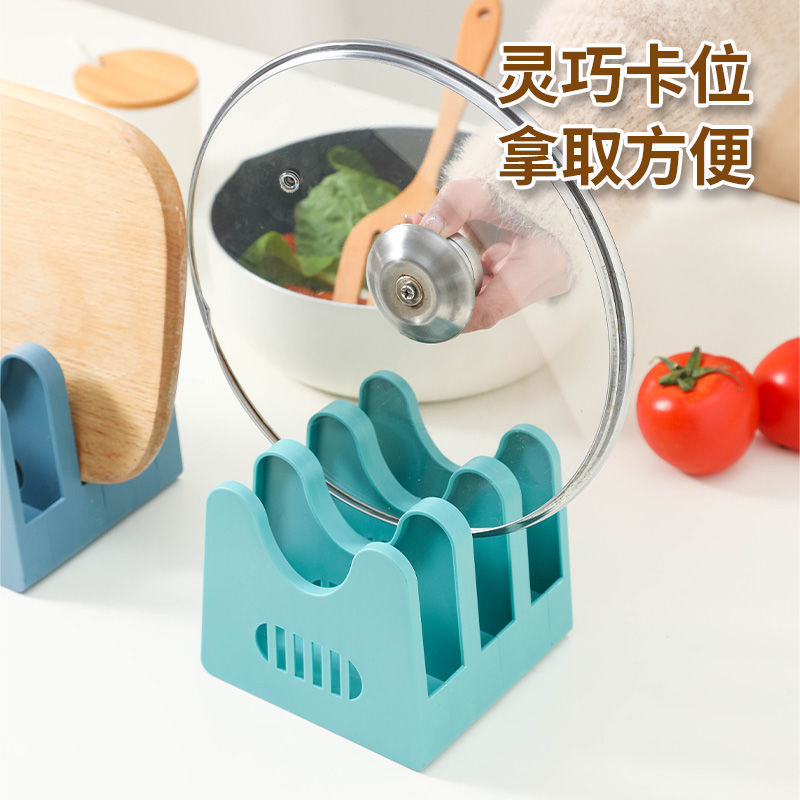 Rack for Putting Pot Cover Sitting Kitchen Desktop with Water Collection Tray Multi-Layer Pot Cover Chopping Board Rack Spatula Dish Storage Rack