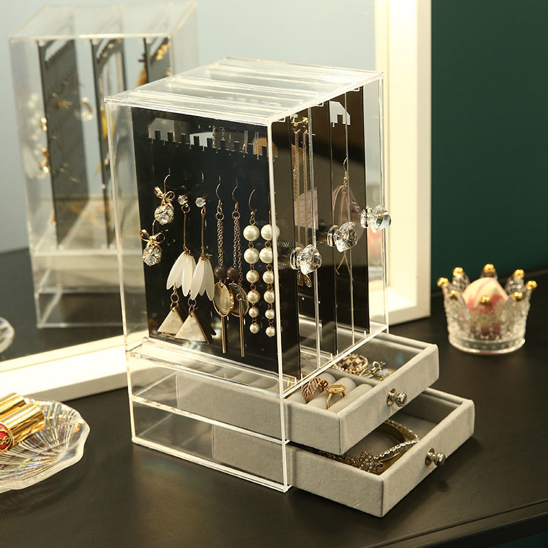 Simple Modern European Style Earring Rack Ear Stud and Ring Jewelry Box Dustproof Display Box Jewelry Display Shelf