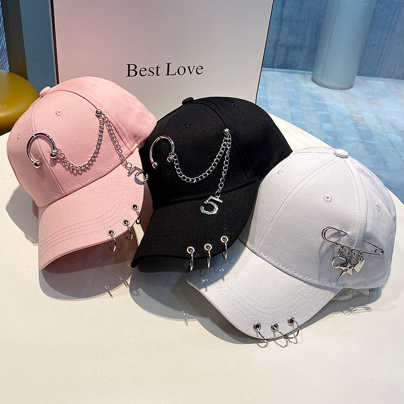 Korean Hat Women's Summer Versatile Outdoor Fashion Student Baseball Cap Couple Travel Casual Sun-Proof Iron Ring Peak Cap