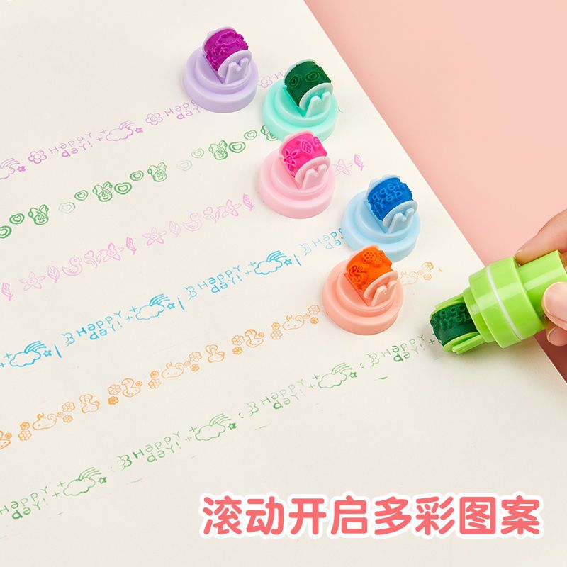 Bubble Pen Multifunctional Children's Magic Magic Pen Luminous TikTok Blowing Bubble Cartoon Cute Light Roller Seal