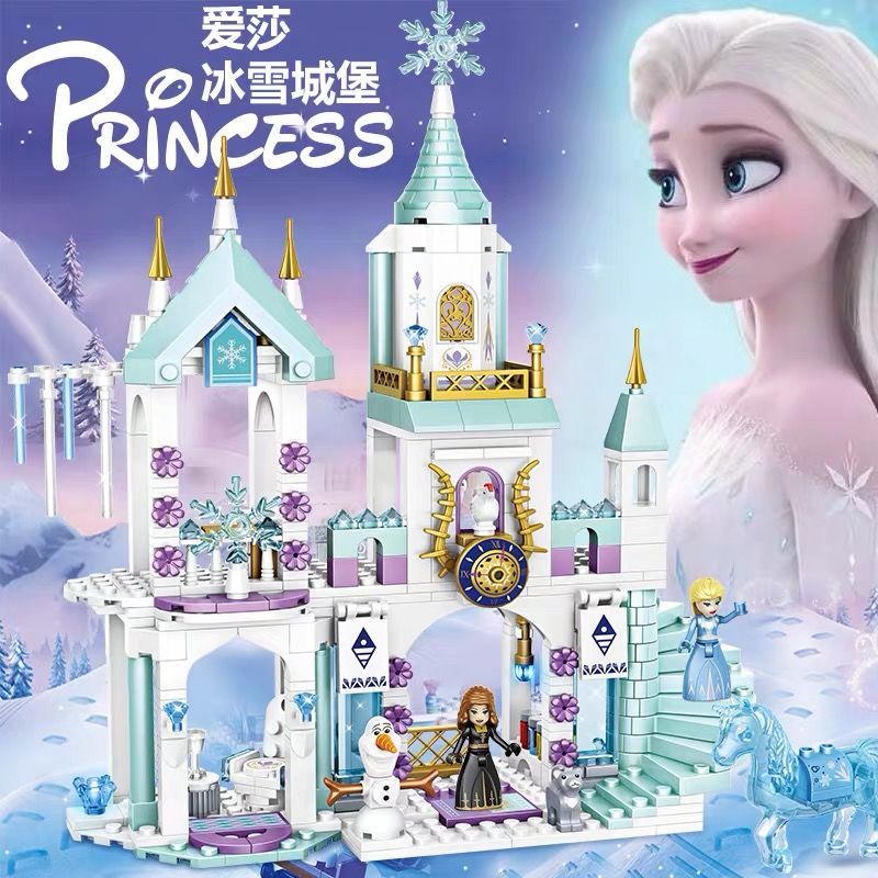 compatible with lego girl frozen princess dream castle house children assembling building blocks toy birthday gift