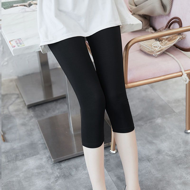 summer two-piece cropped leggings women‘s outer wear thin tight slimming versatile fashion cropped pants stretch