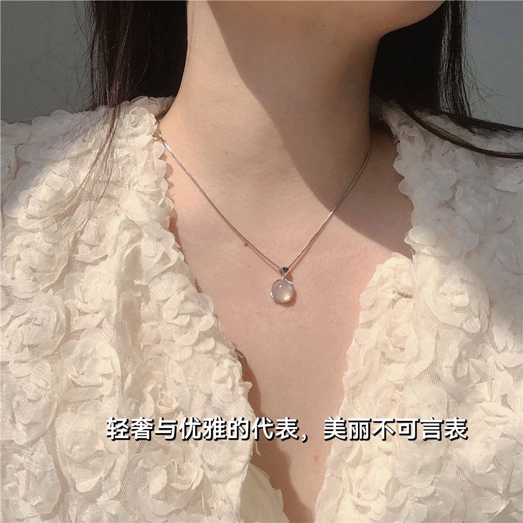 925 sterling silver white chalcedony pendant necklace for women light luxury ins niche high sense girlfriends clavicle chain 2023 new