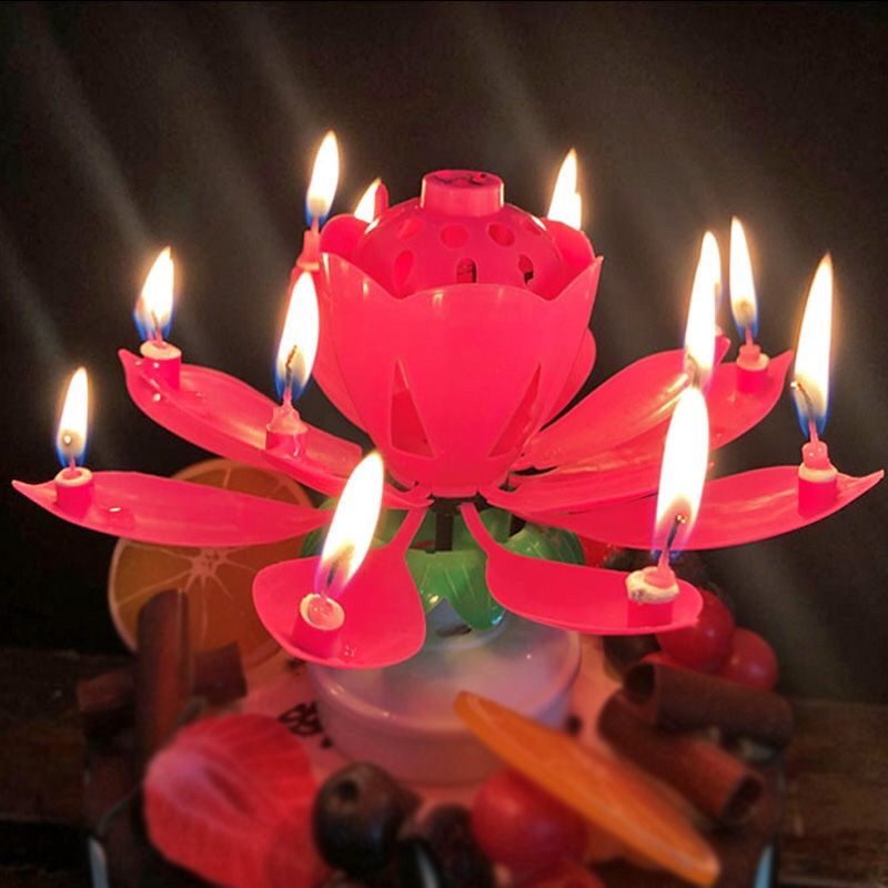 lotus sound candle birthday candle rotating music candle wholesale price birthday cake girl ins advanced candle