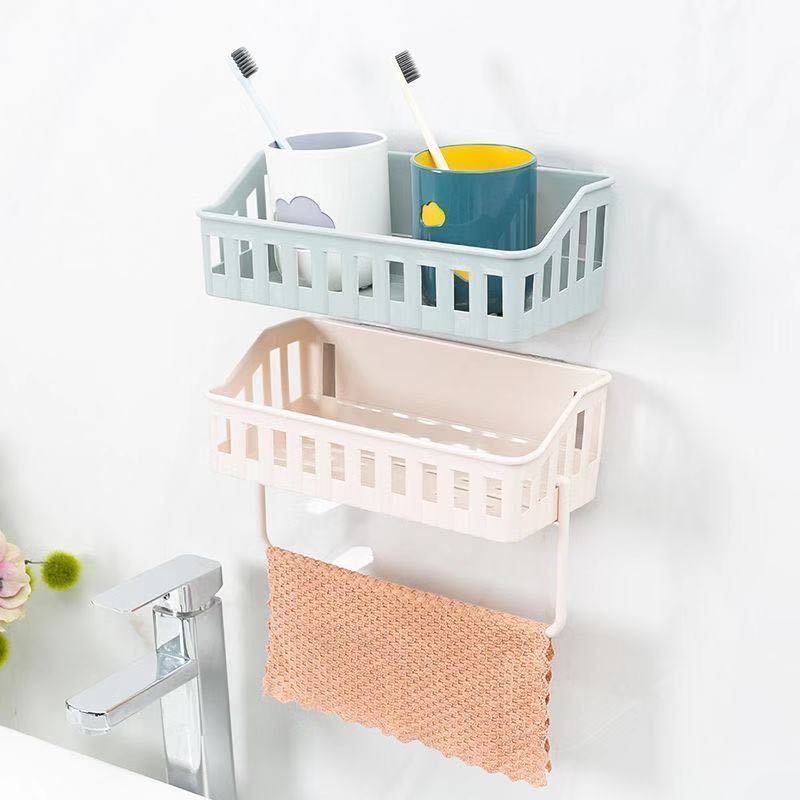 Storage Rack Kitchen Shelf Punch-Free Wall Hanging Storage Basket Bathroom Bathroom Cosmetics Shelf Can Be Pasted Storage Box